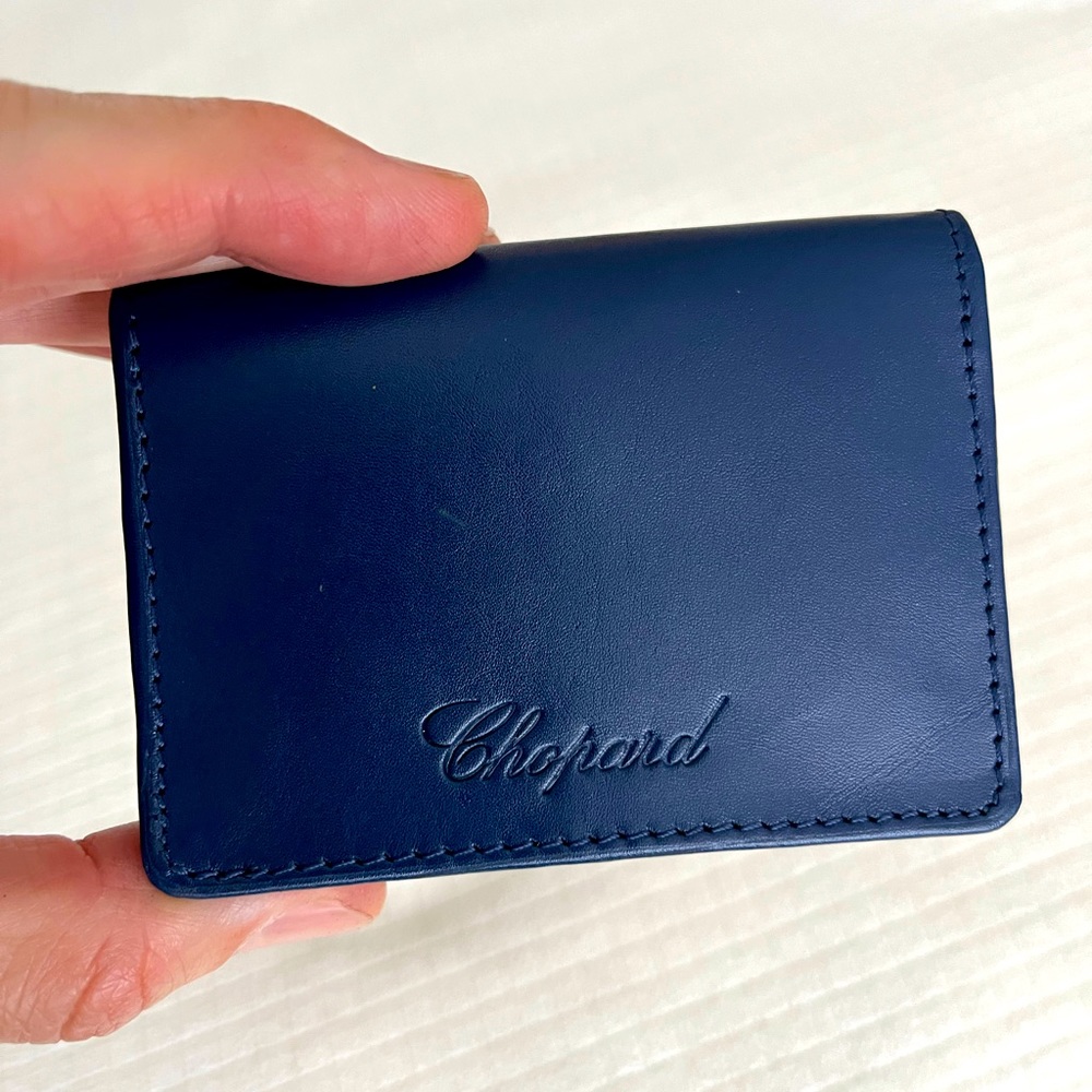 Chopard Soft Blue Leather Envelope Small Wallet NEW Never Used